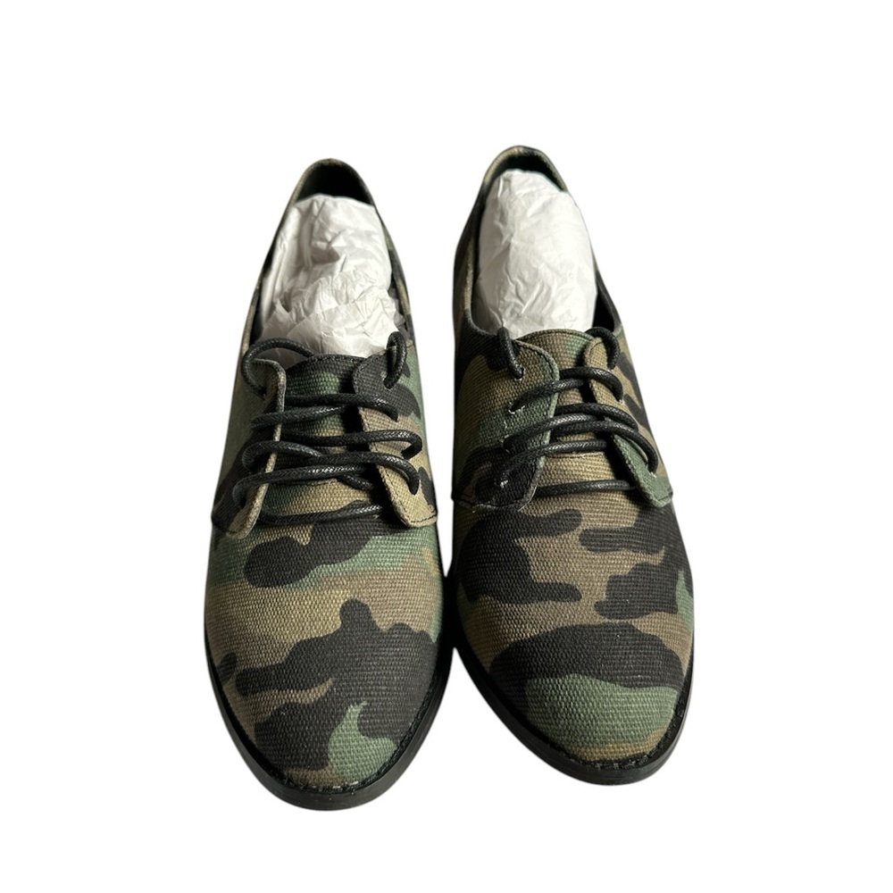 Shellys London Green and Black Camouflage Oxfords
